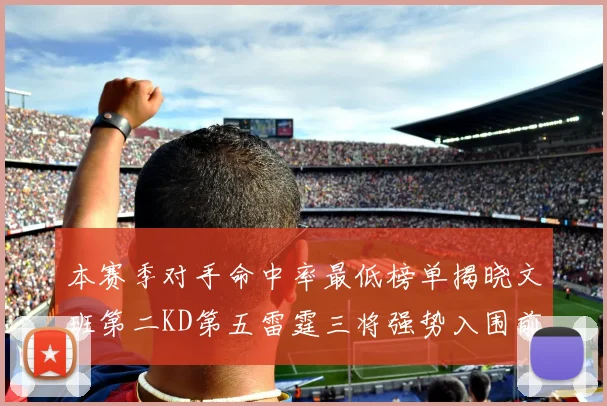 本赛季对手命中率最低榜单揭晓文班第二KD第五雷霆三将强势入围前十